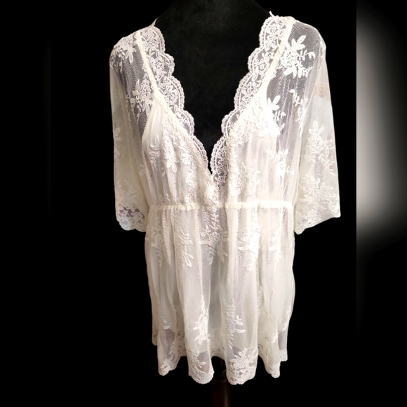 Entro large white Sheer lace Lined Tunic With Camisole NEW WITH TAGS - Picture 16 of 16